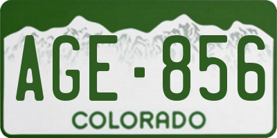 CO license plate AGE856