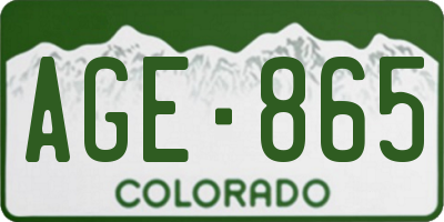 CO license plate AGE865