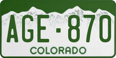CO license plate AGE870