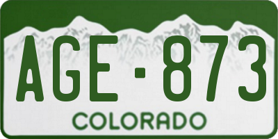 CO license plate AGE873