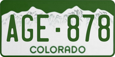 CO license plate AGE878