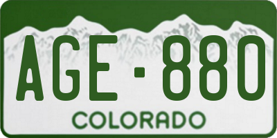 CO license plate AGE880