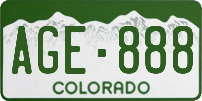 CO license plate AGE888