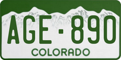 CO license plate AGE890