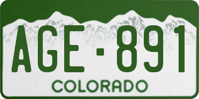 CO license plate AGE891