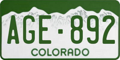 CO license plate AGE892