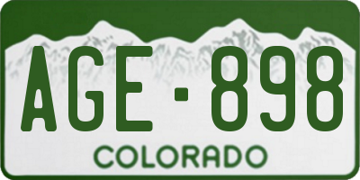 CO license plate AGE898