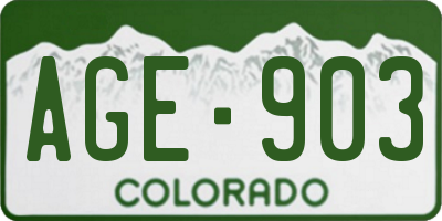CO license plate AGE903