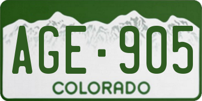 CO license plate AGE905