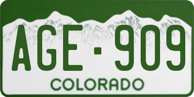 CO license plate AGE909