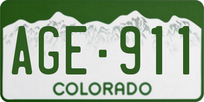 CO license plate AGE911