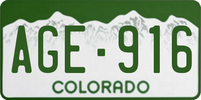 CO license plate AGE916