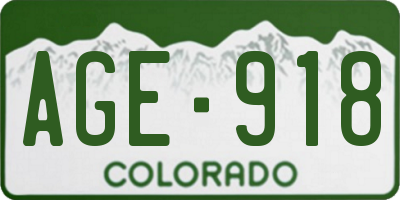 CO license plate AGE918