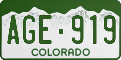 CO license plate AGE919