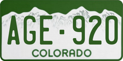 CO license plate AGE920