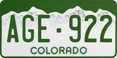 CO license plate AGE922