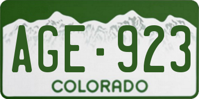 CO license plate AGE923