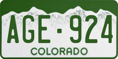 CO license plate AGE924