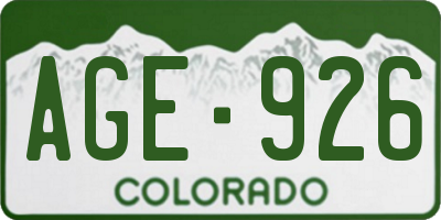 CO license plate AGE926