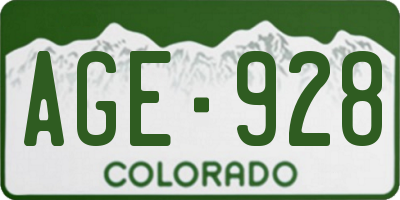 CO license plate AGE928