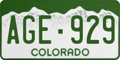 CO license plate AGE929