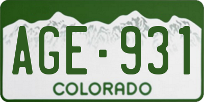 CO license plate AGE931