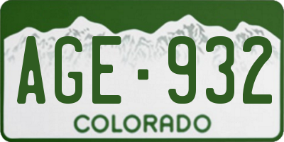 CO license plate AGE932