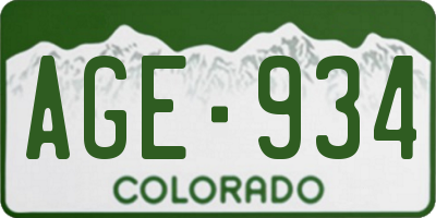 CO license plate AGE934