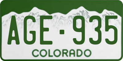 CO license plate AGE935