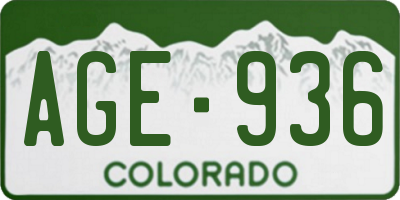CO license plate AGE936