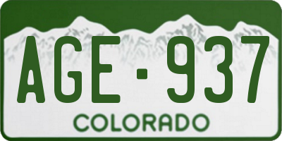 CO license plate AGE937