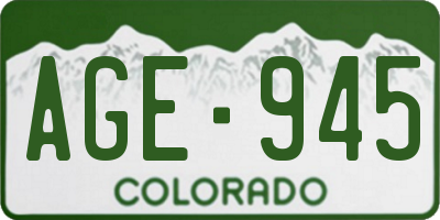 CO license plate AGE945