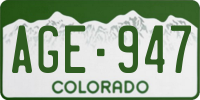 CO license plate AGE947