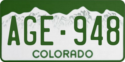 CO license plate AGE948