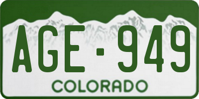 CO license plate AGE949