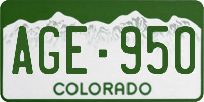 CO license plate AGE950