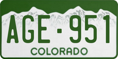 CO license plate AGE951