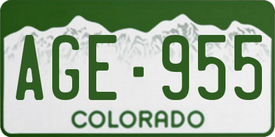 CO license plate AGE955