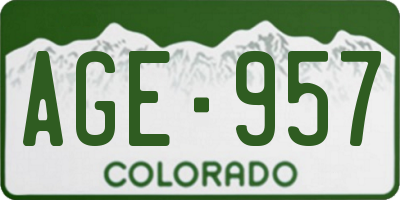 CO license plate AGE957