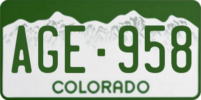 CO license plate AGE958