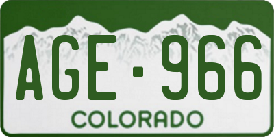 CO license plate AGE966