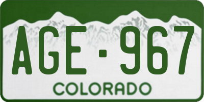 CO license plate AGE967
