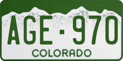 CO license plate AGE970