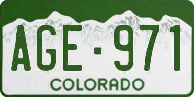 CO license plate AGE971