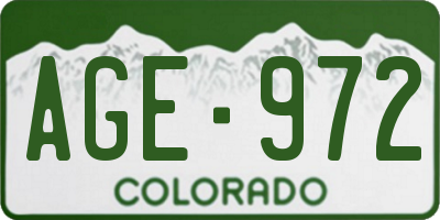 CO license plate AGE972