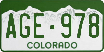 CO license plate AGE978