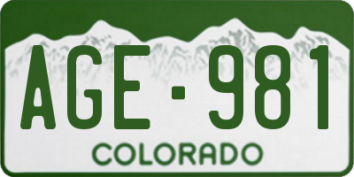 CO license plate AGE981