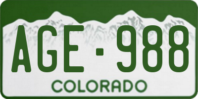 CO license plate AGE988