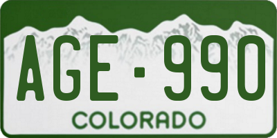 CO license plate AGE990