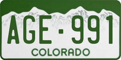 CO license plate AGE991